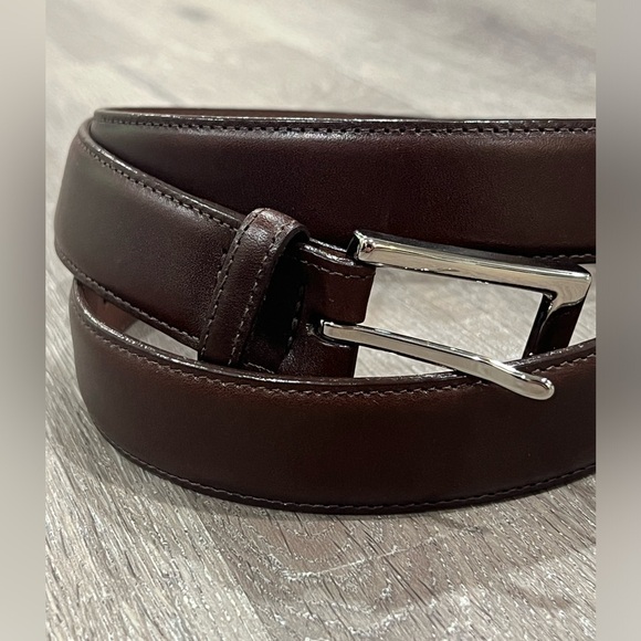 Saks Fifth Avenue Sz 46 Antique Brown Aniline Kipskin Shoulder Made in USA Belt - Picture 12 of 13